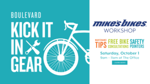 Boulevard Kick It In Gear Bike Event - Saturday, October 1 - 9am to 11am at The Office